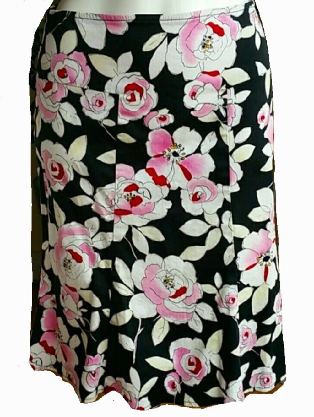 Vintage Y2K No Appointment Necessary Black Floral Boho Skirt Size Small USA Made